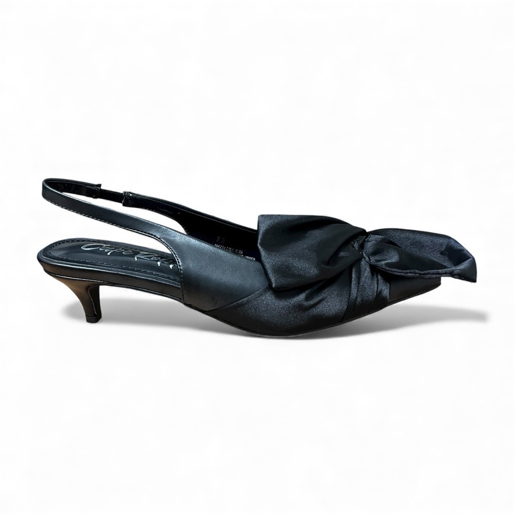 Cape Robbin Lisandra Oversized Bow Kitten Heel Slingback Pumps 7.5 Party Event
